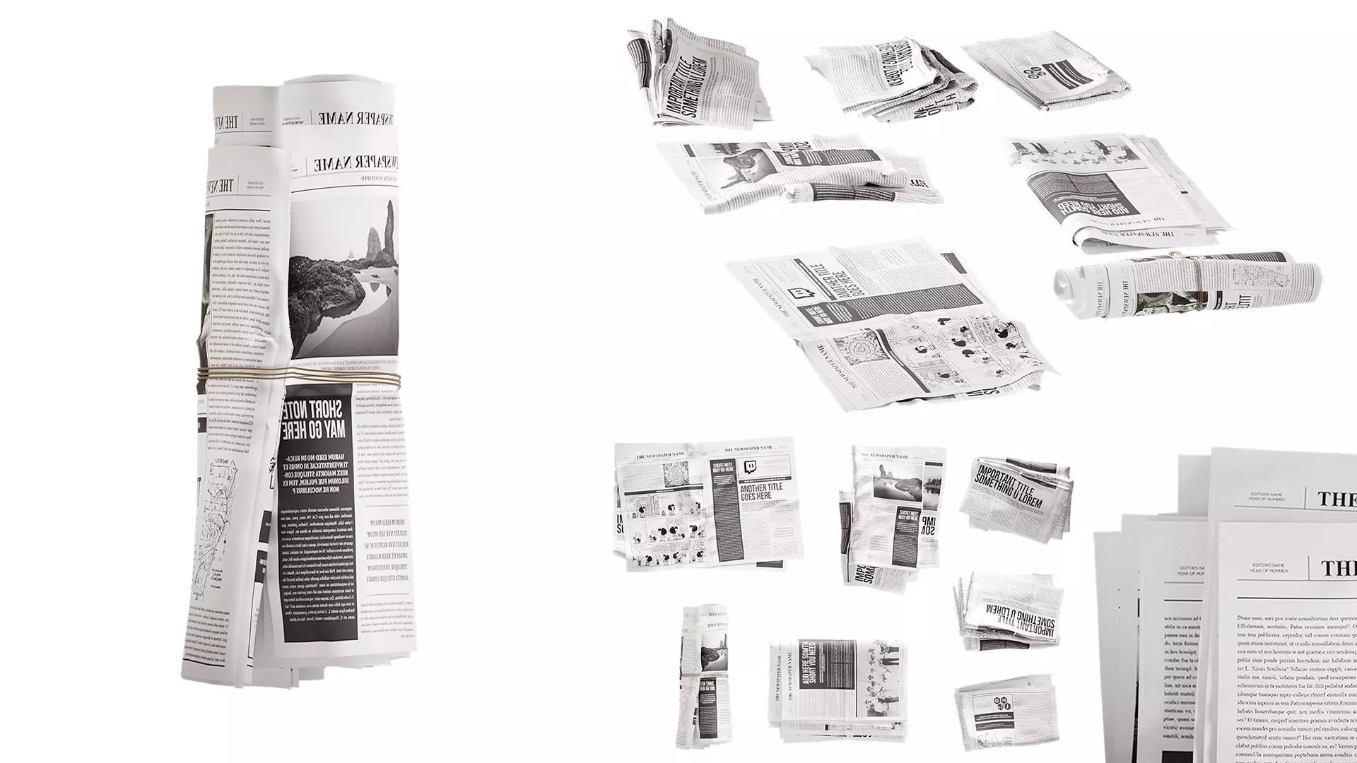Newspaper set 3D model_4