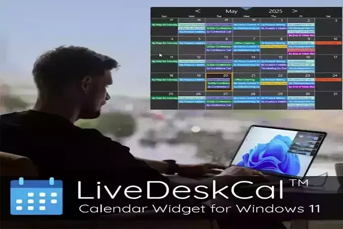 Live Desk Cal Monitor With Calendar OBJ Desktop Schedule Display 3D model