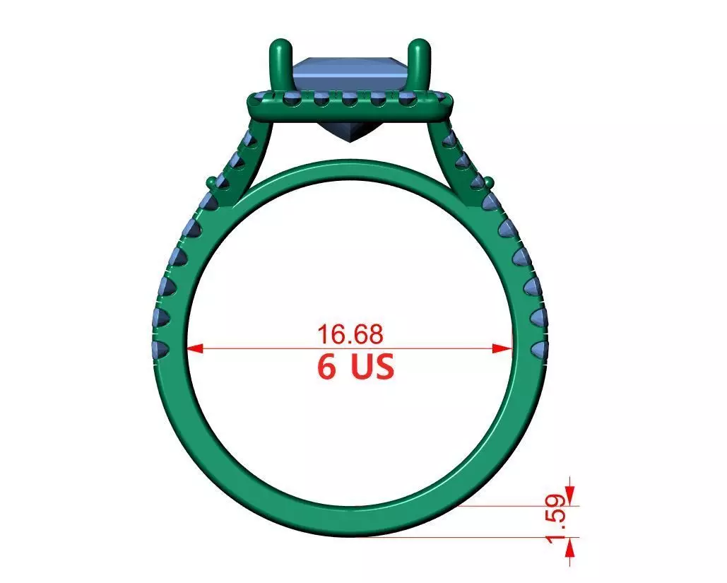Princess Engagement Ring 3D print model_13