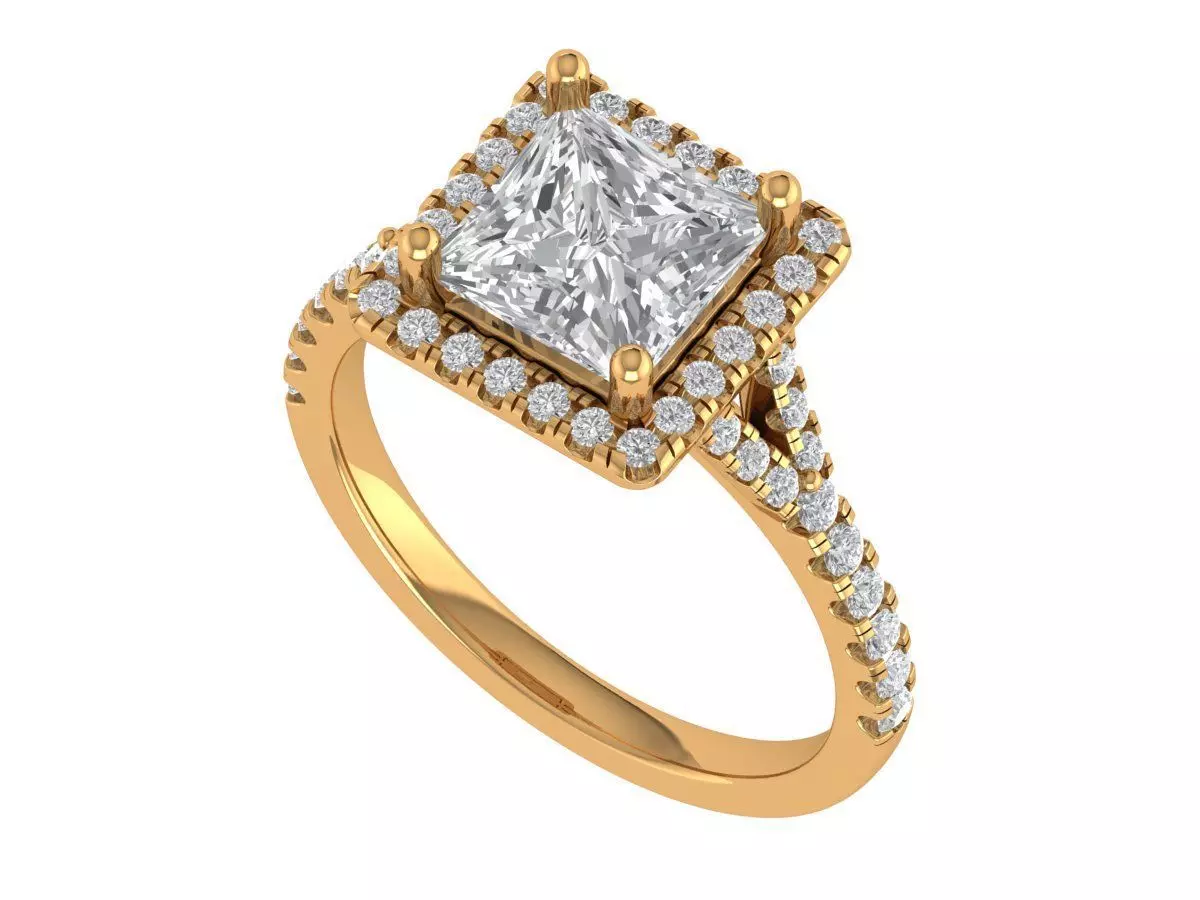 Princess Engagement Ring 3D print model_4