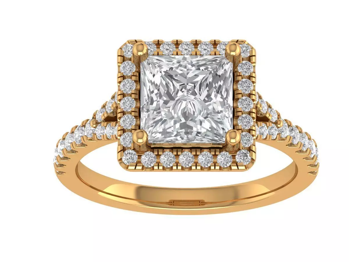 Princess Engagement Ring 3D print model_2