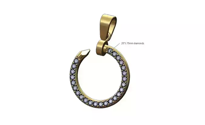 Diamond set nail pendant charm