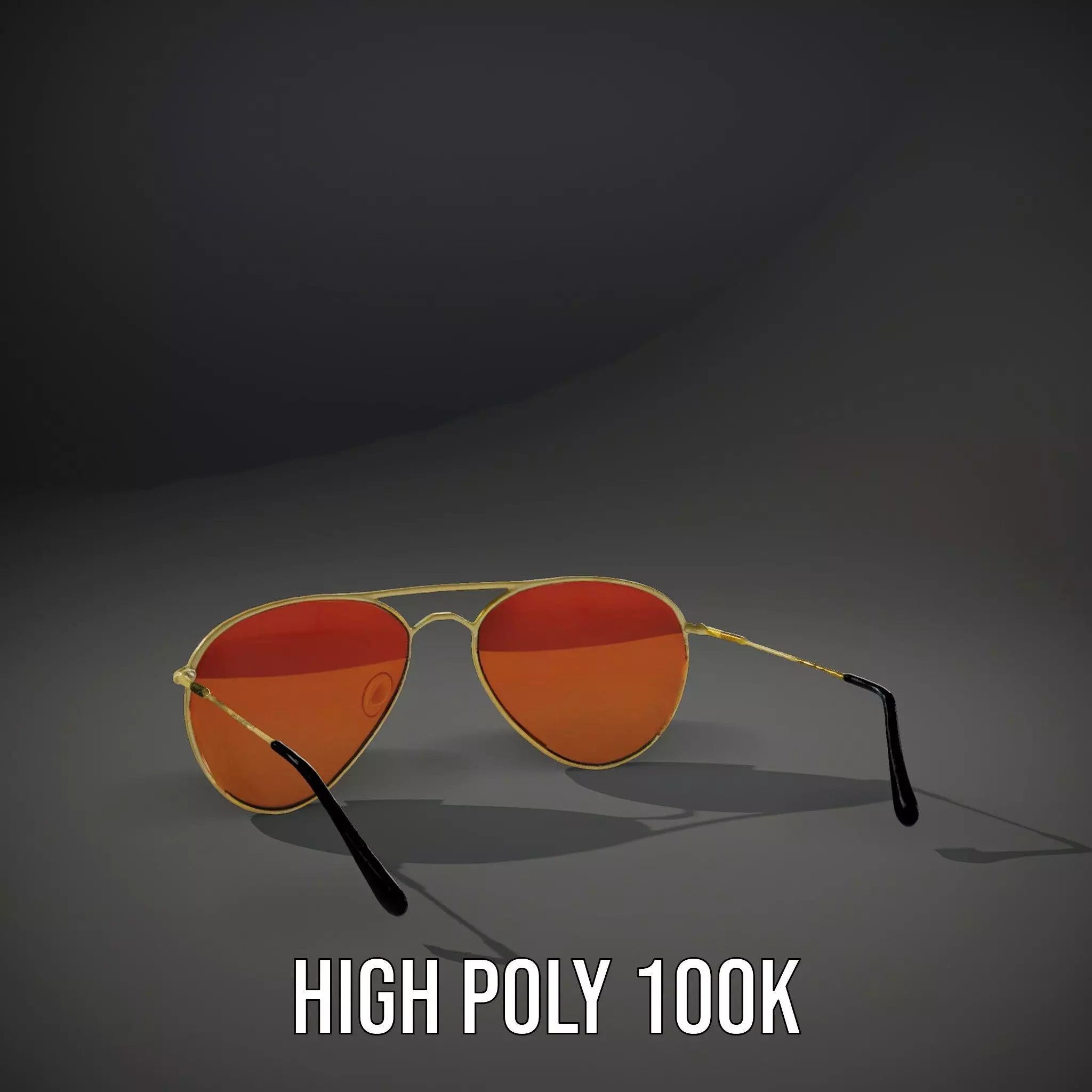 Golden Aviator Sunglasses model pack Low-poly 3D model_11