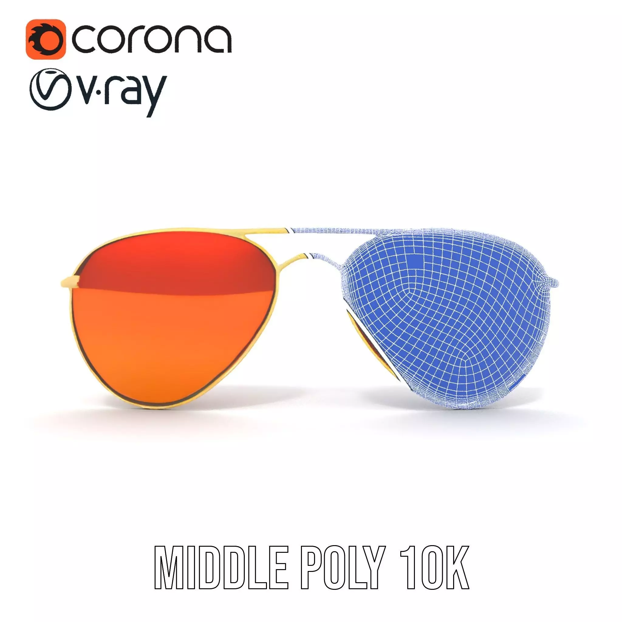 Golden Aviator Sunglasses model pack Low-poly 3D model_28