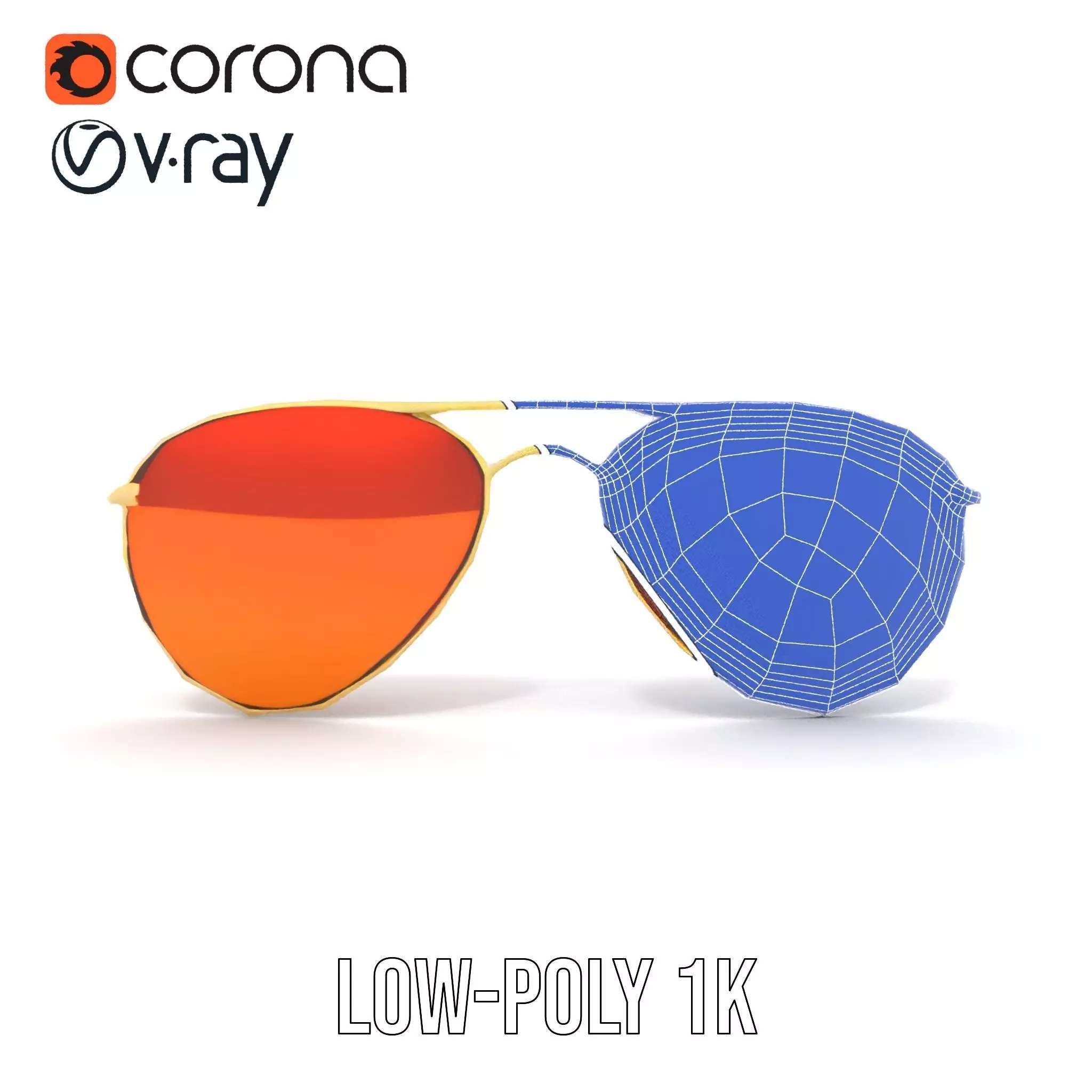 Golden Aviator Sunglasses model pack Low-poly 3D model_32