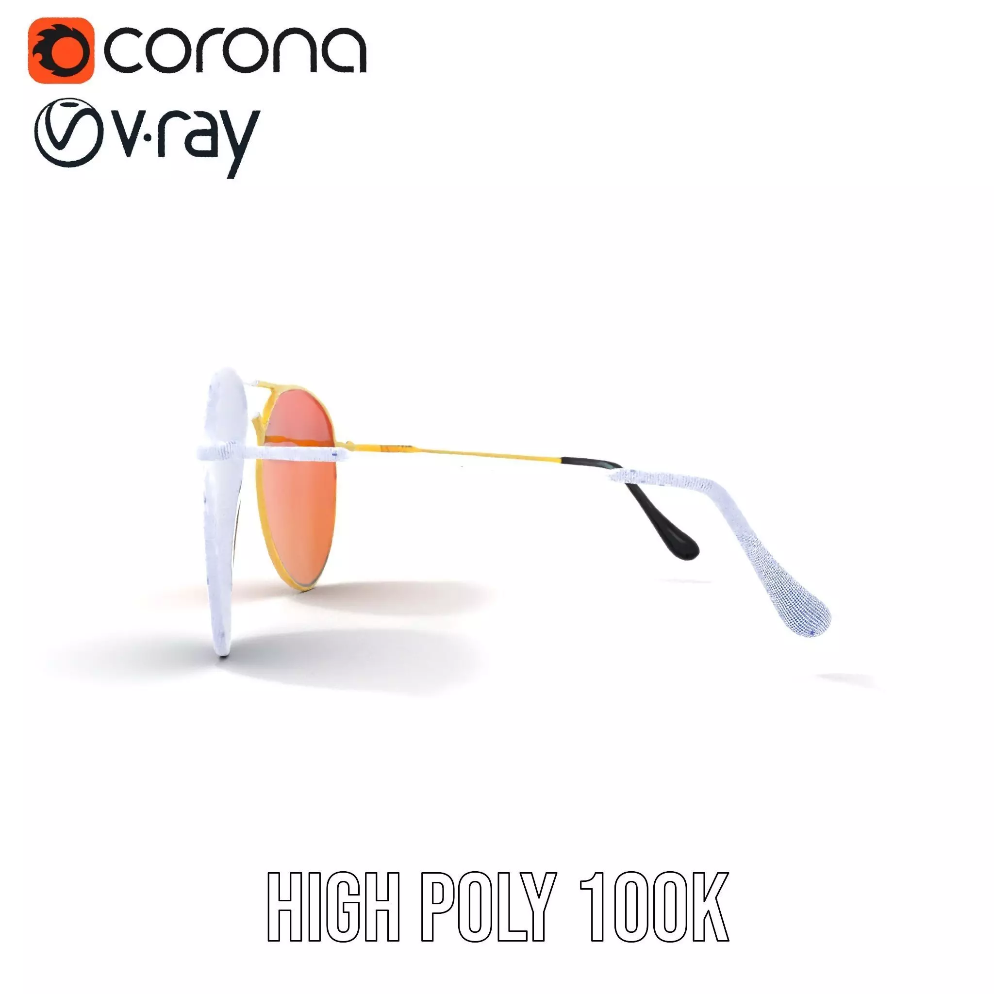Golden Aviator Sunglasses model pack Low-poly 3D model_27