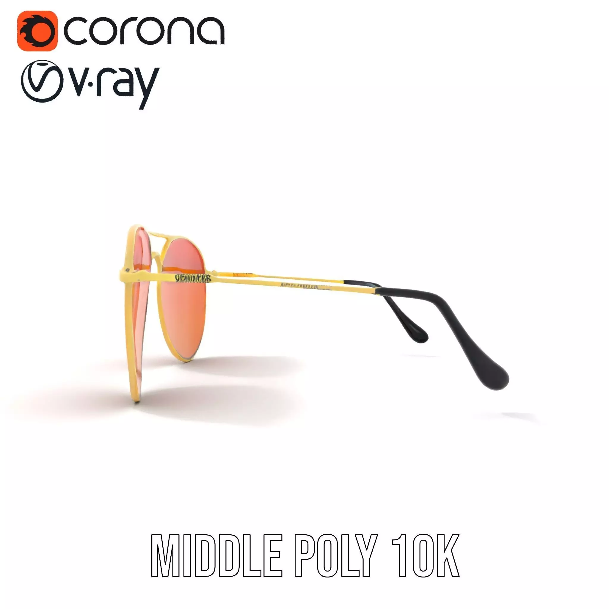 Golden Aviator Sunglasses model pack Low-poly 3D model_14