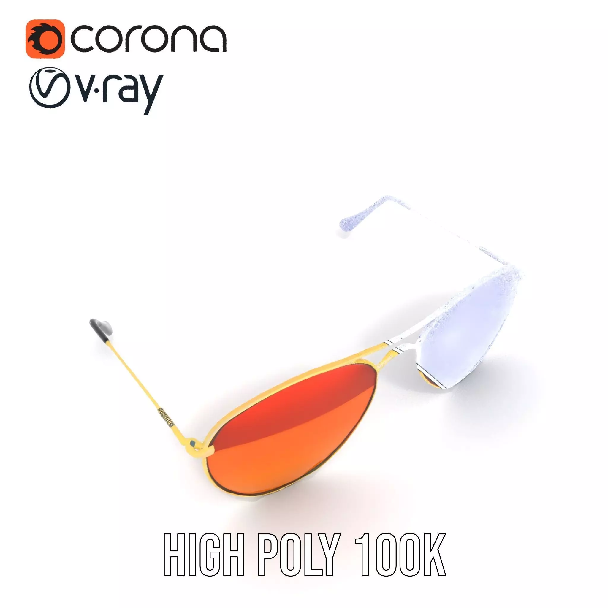Golden Aviator Sunglasses model pack Low-poly 3D model_34