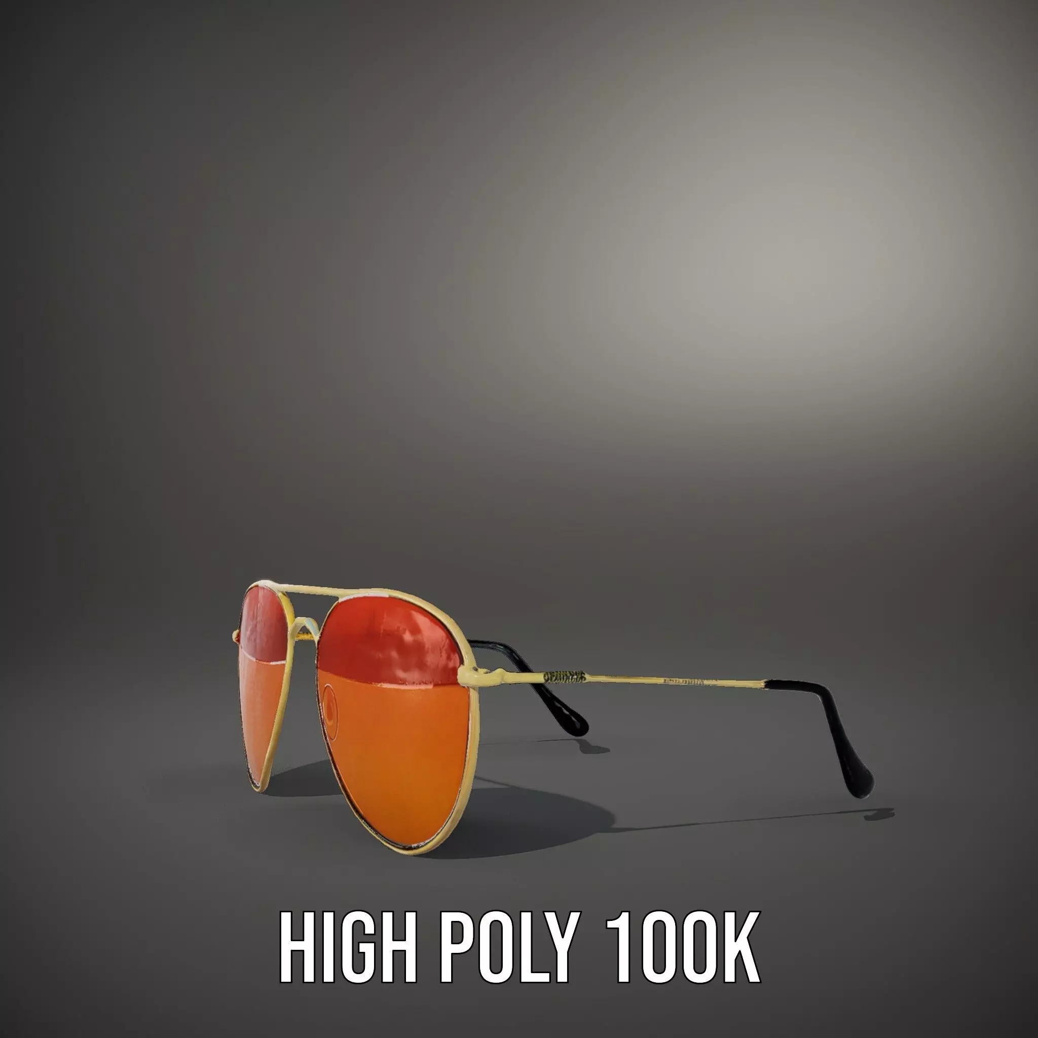Golden Aviator Sunglasses model pack Low-poly 3D model_9