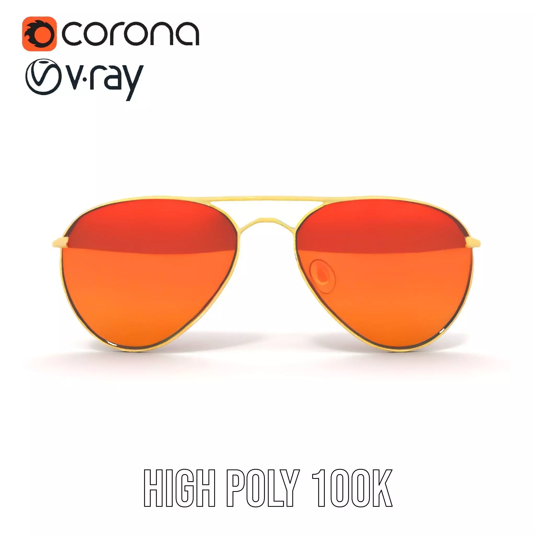 Golden Aviator Sunglasses model pack Low-poly 3D model_30