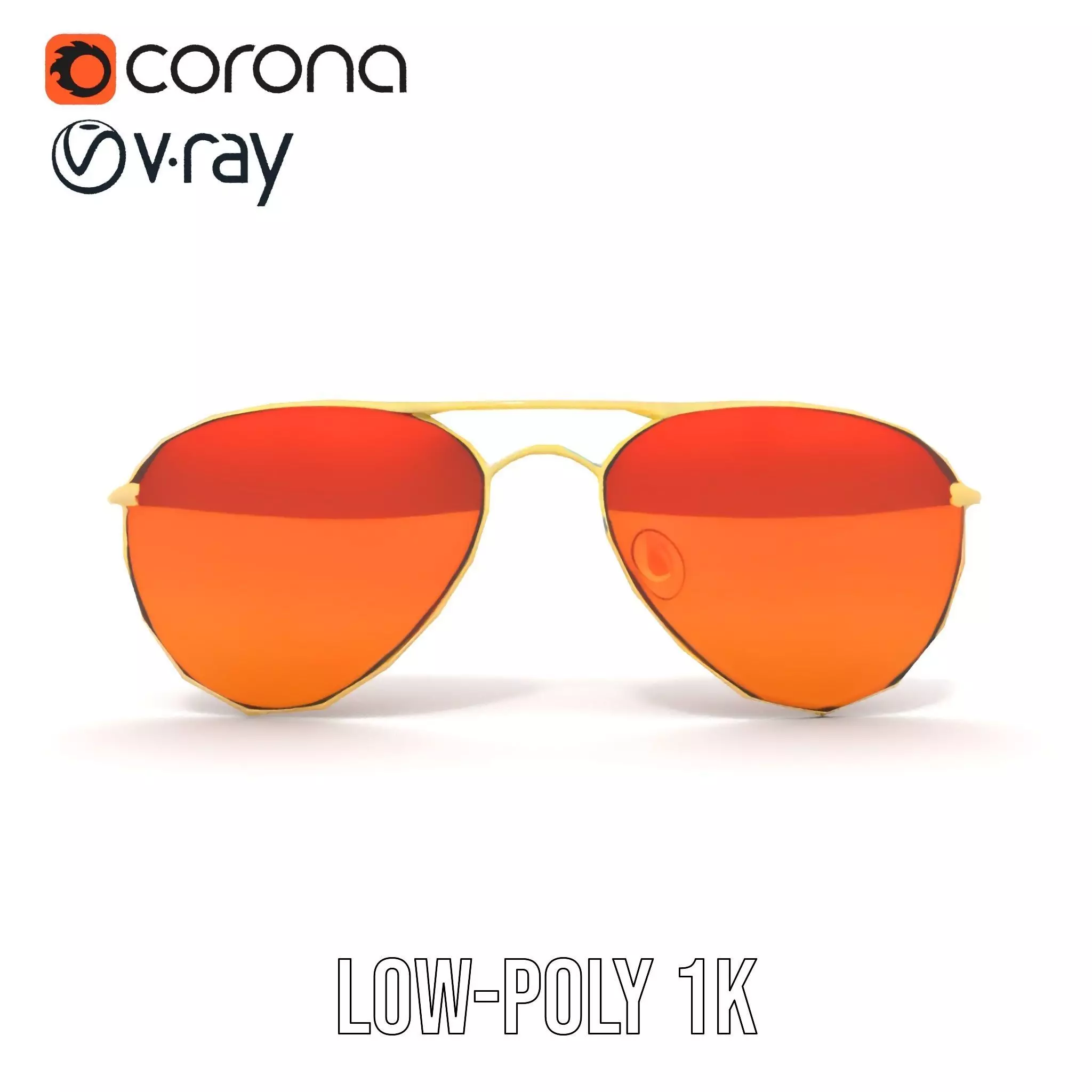 Golden Aviator Sunglasses model pack Low-poly 3D model_18
