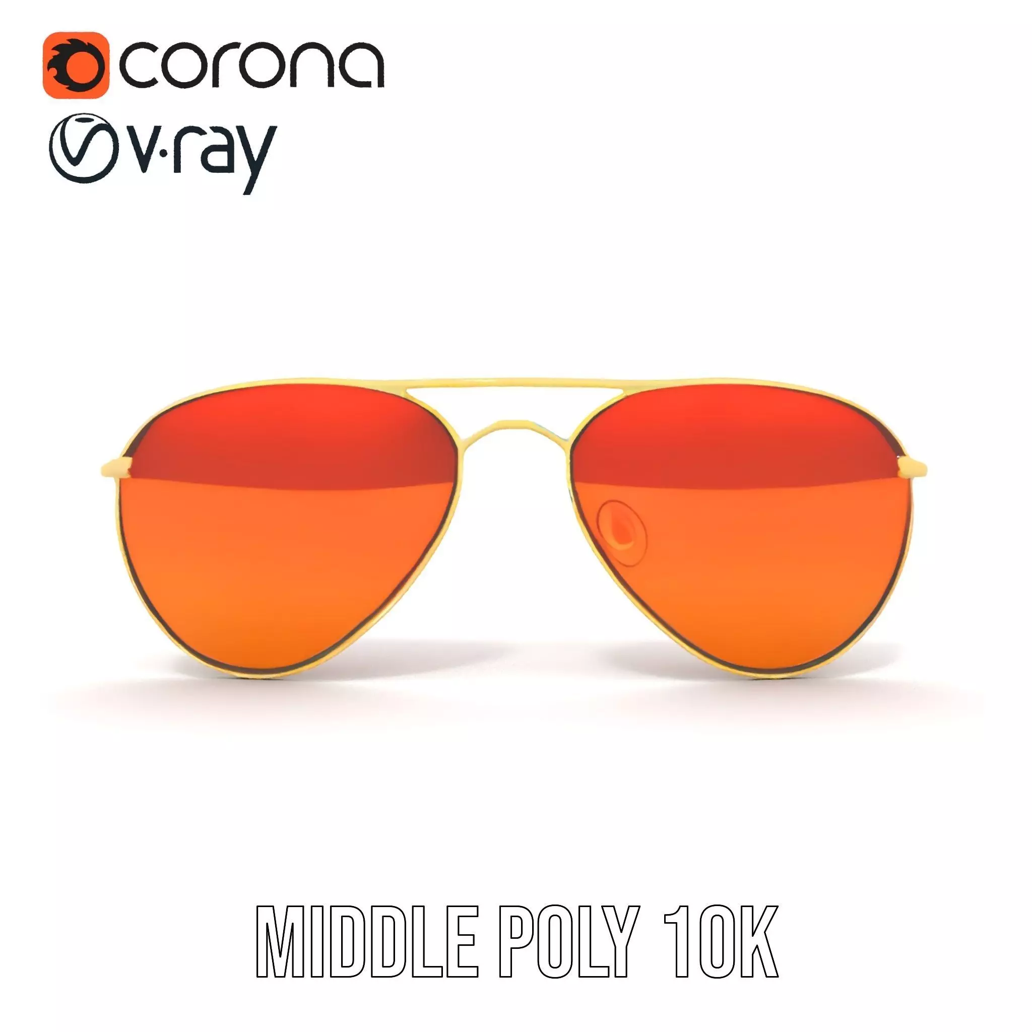 Golden Aviator Sunglasses model pack Low-poly 3D model_25