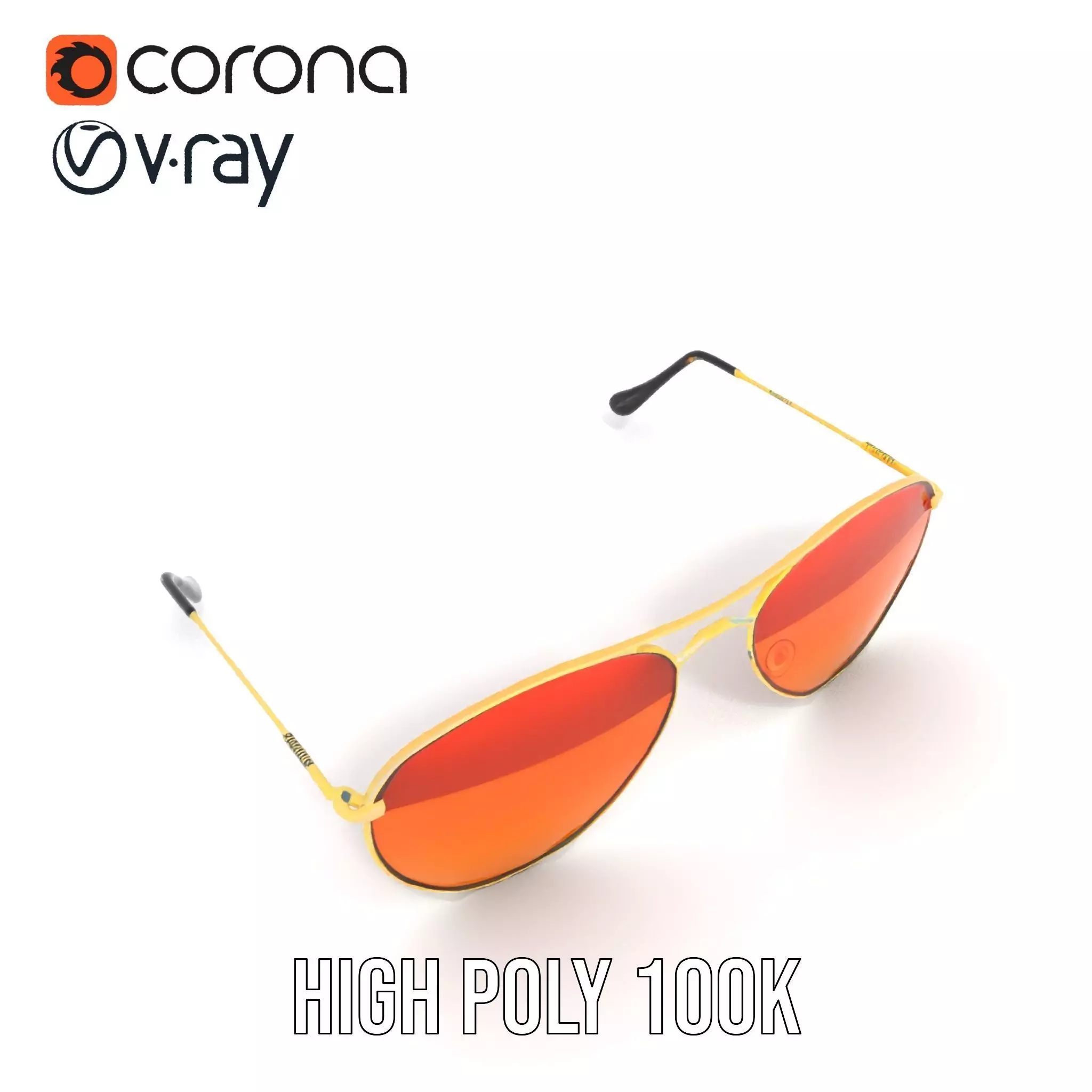 Golden Aviator Sunglasses model pack Low-poly 3D model_24