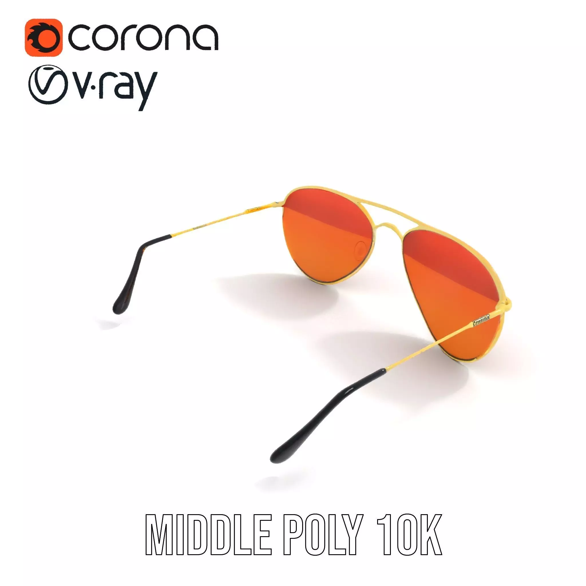 Golden Aviator Sunglasses model pack Low-poly 3D model_6