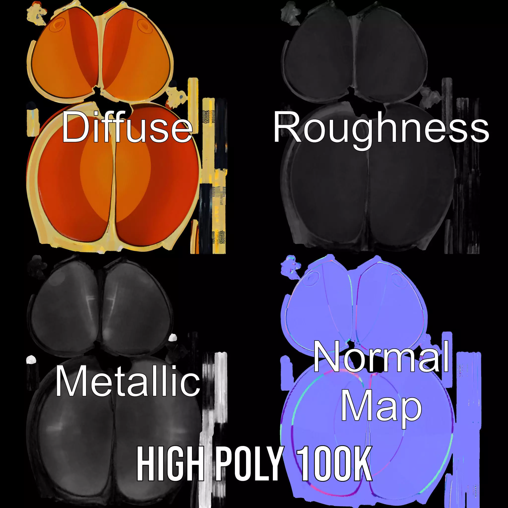 Golden Aviator Sunglasses model pack Low-poly 3D model_4