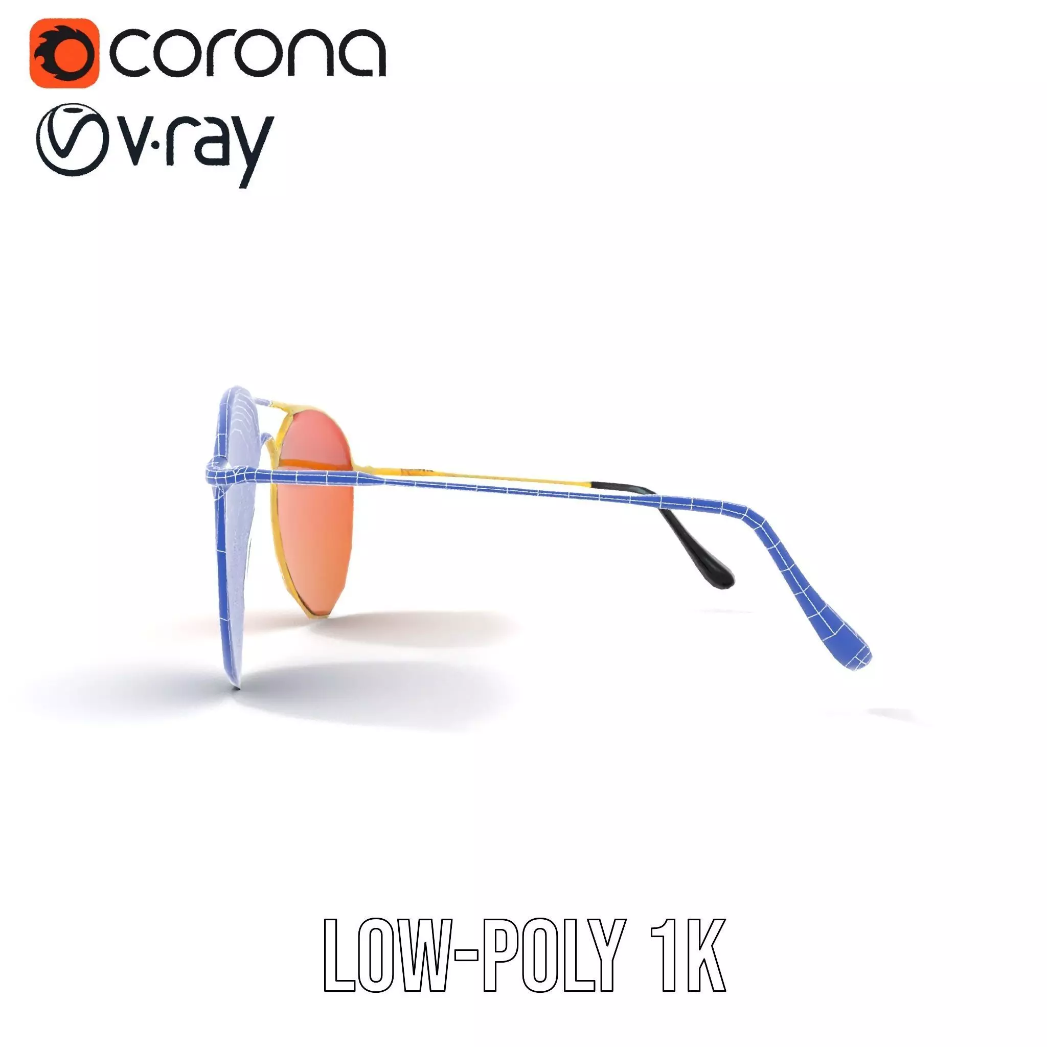 Golden Aviator Sunglasses model pack Low-poly 3D model_29