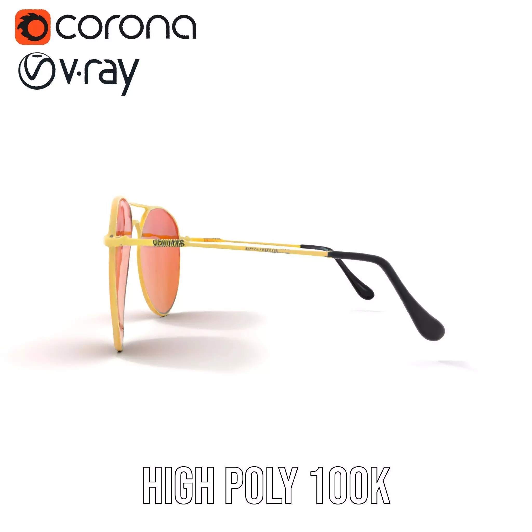 Golden Aviator Sunglasses model pack Low-poly 3D model_16