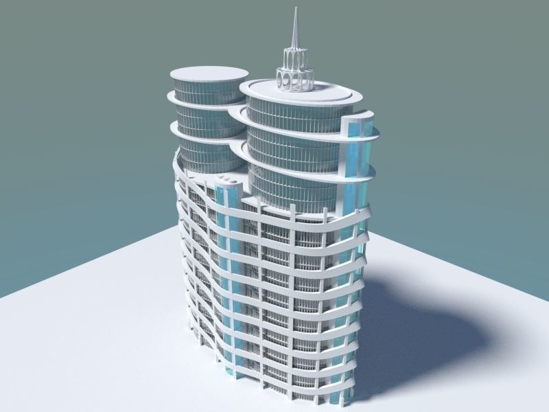 Skyscraper 1 tall building at night 3D model_3