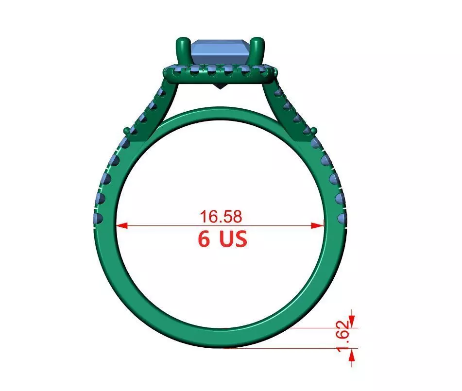 Radiant Engagement Ring 3D print model_13
