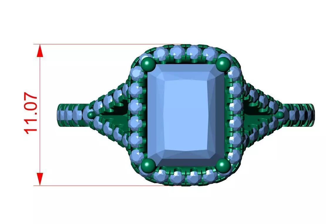 Radiant Engagement Ring 3D print model_10