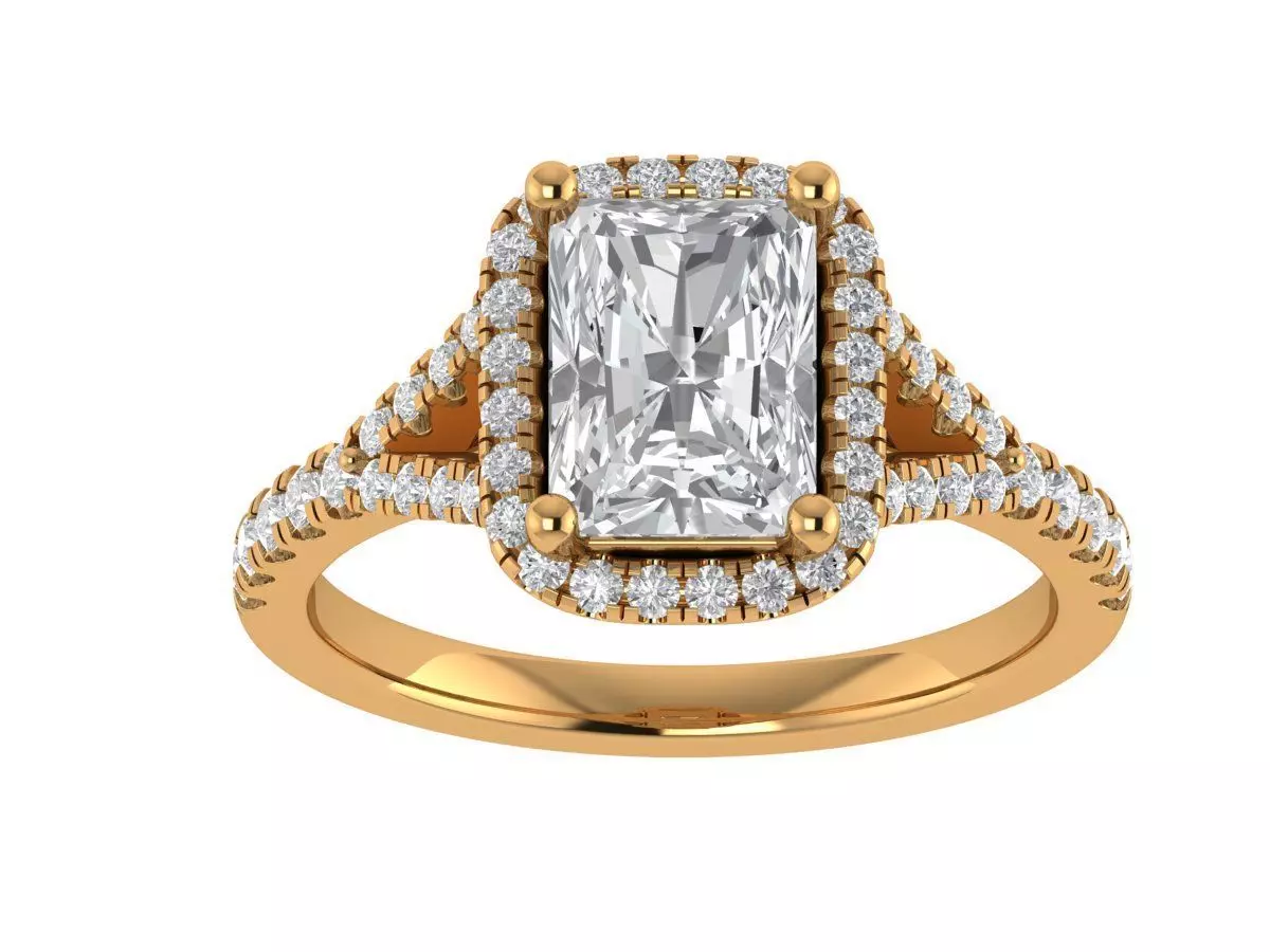 Radiant Engagement Ring 3D print model_4