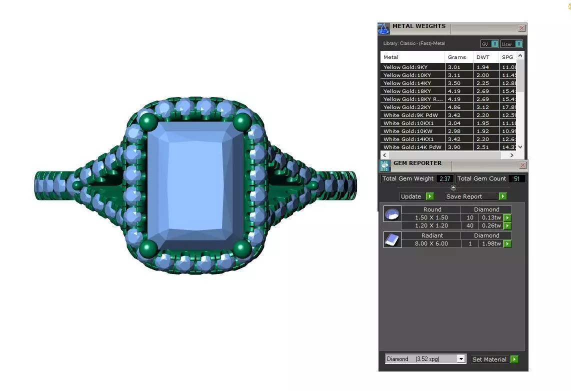 Radiant Engagement Ring 3D print model_9