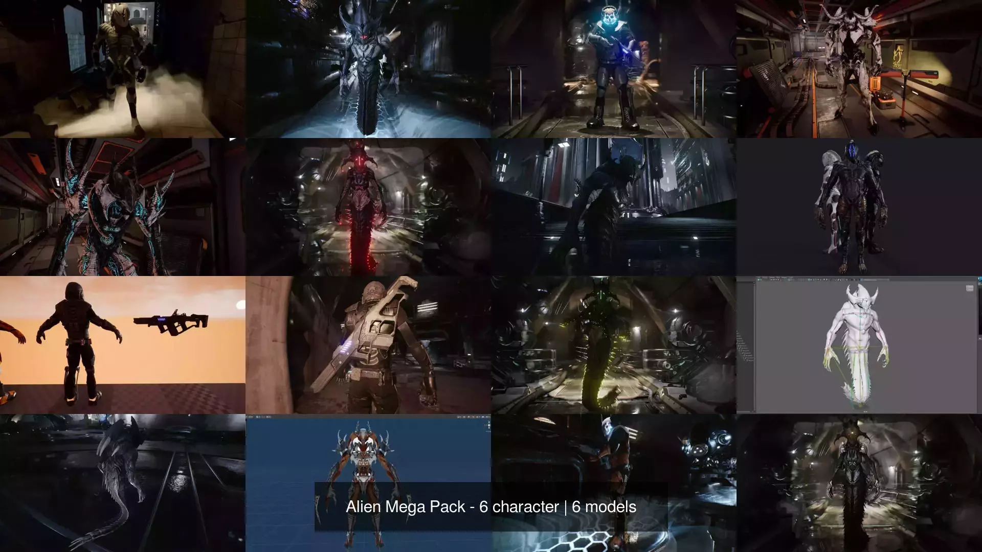 Alien Mega Pack - 6 character 3D Model Collection_7