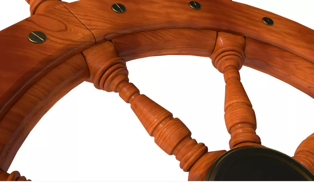 Wooden Helm Wheel 3D model_4