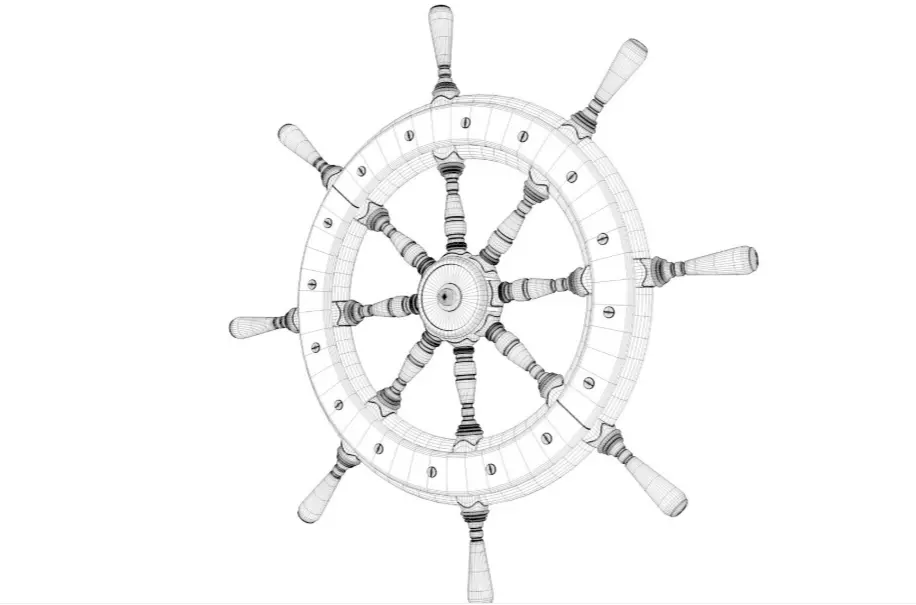 Wooden Helm Wheel 3D model_6