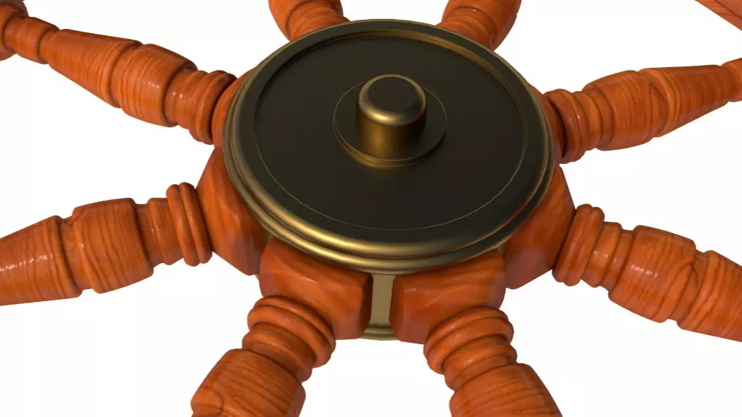 Wooden Helm Wheel 3D model_2