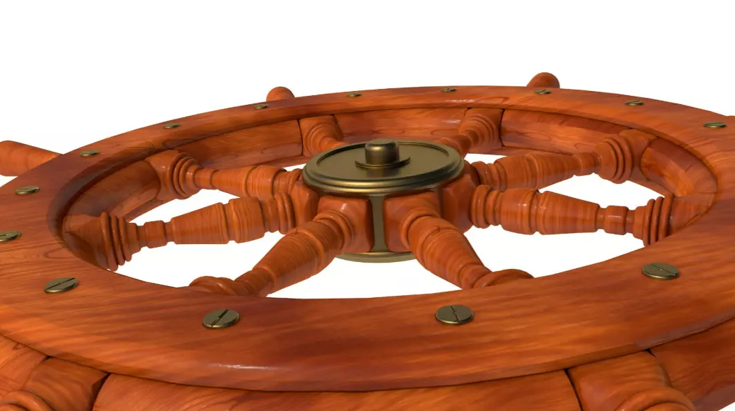 Wooden Helm Wheel 3D model_3