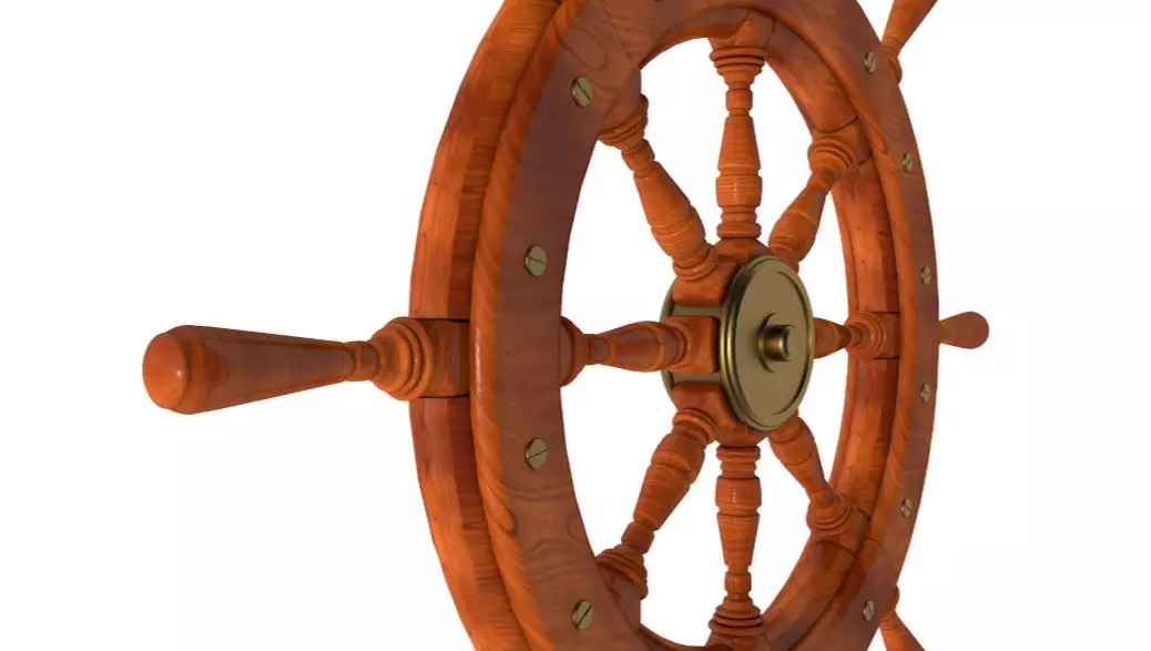 Wooden Helm Wheel 3D model_5