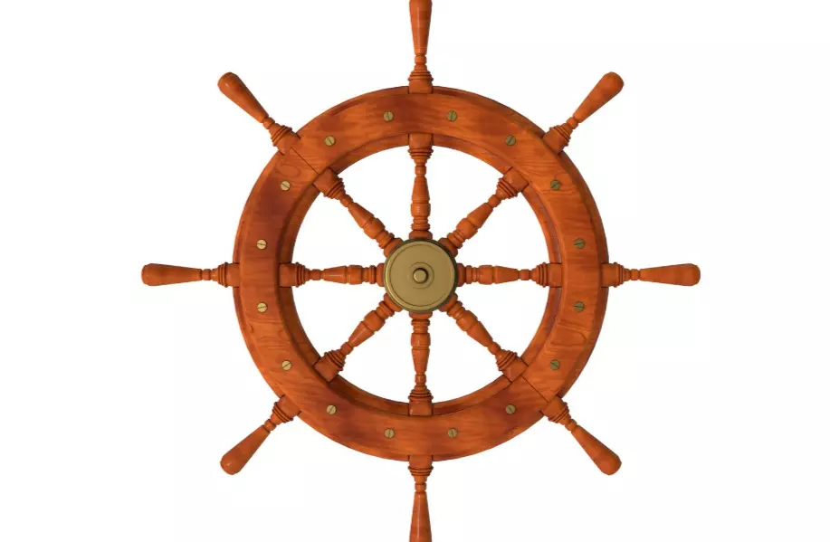 Wooden Helm Wheel 3D model_1