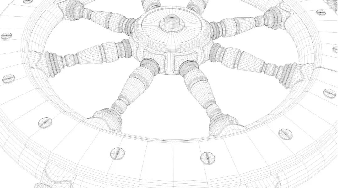 Wooden Helm Wheel 3D model_7