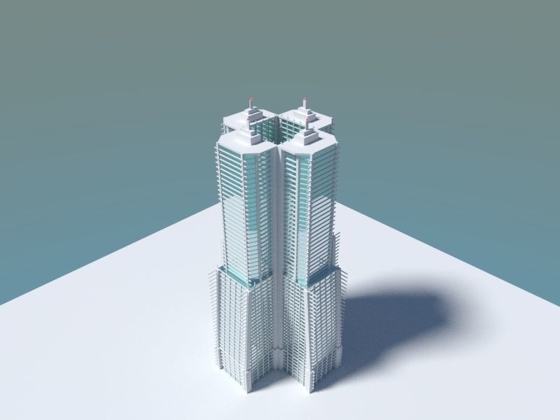 Skyscraper 2 futuristic 3D model_3