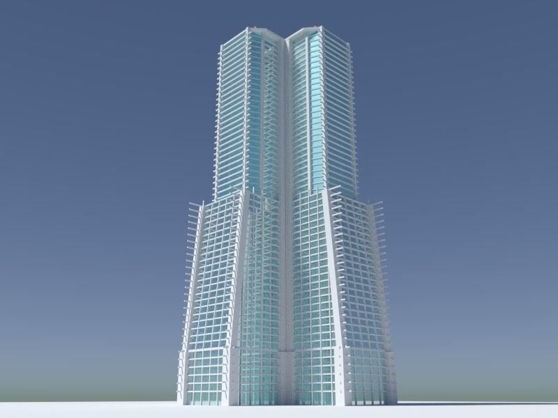 Skyscraper 2 futuristic 3D model_1