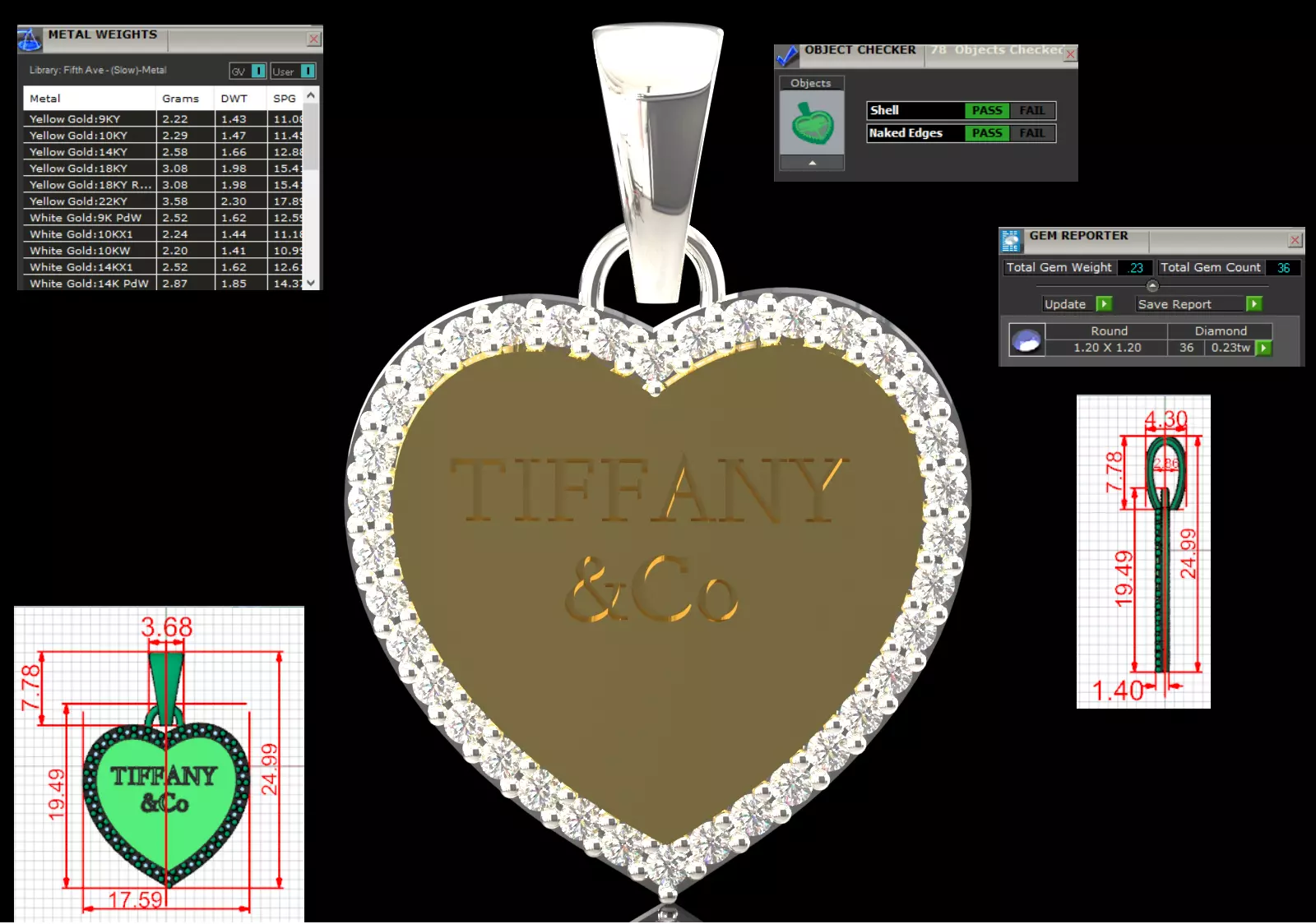 Paved Heart Disc jewelry stl 3dm Pendant model jp0374 3D print model