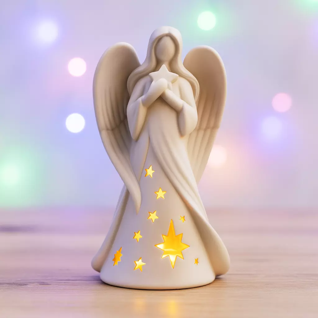 Angel Candle Holder Christmas Guardian Angel Figurine 3D print model_7
