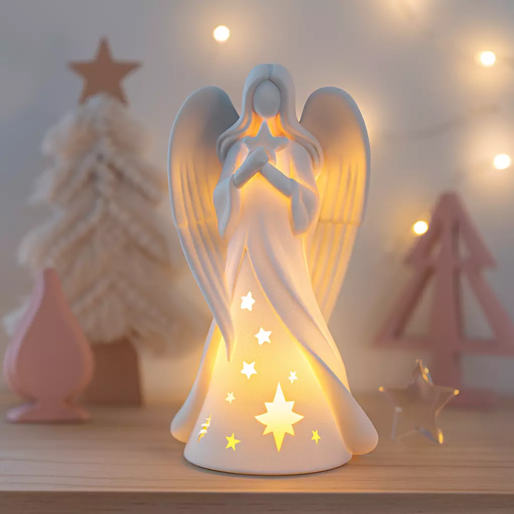 Angel Candle Holder Christmas Guardian Angel Figurine 3D print model_8