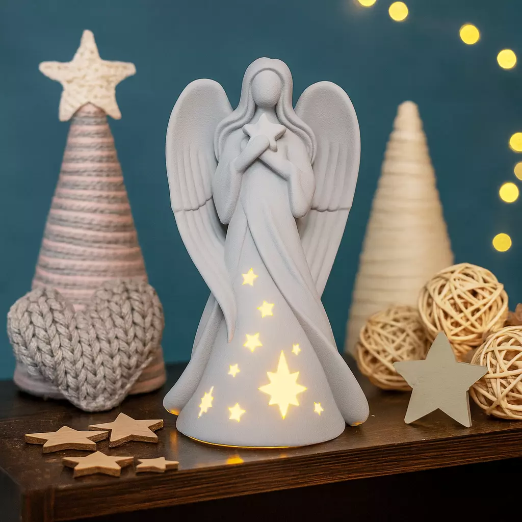 Angel Candle Holder Christmas Guardian Angel Figurine 3D print model_4