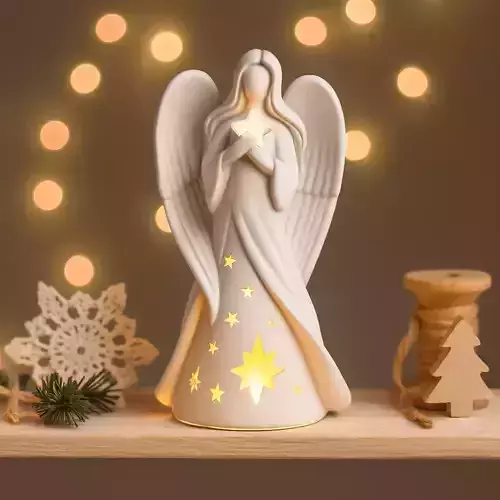 Angel Candle Holder Christmas Guardian Angel Figurine 3D print model