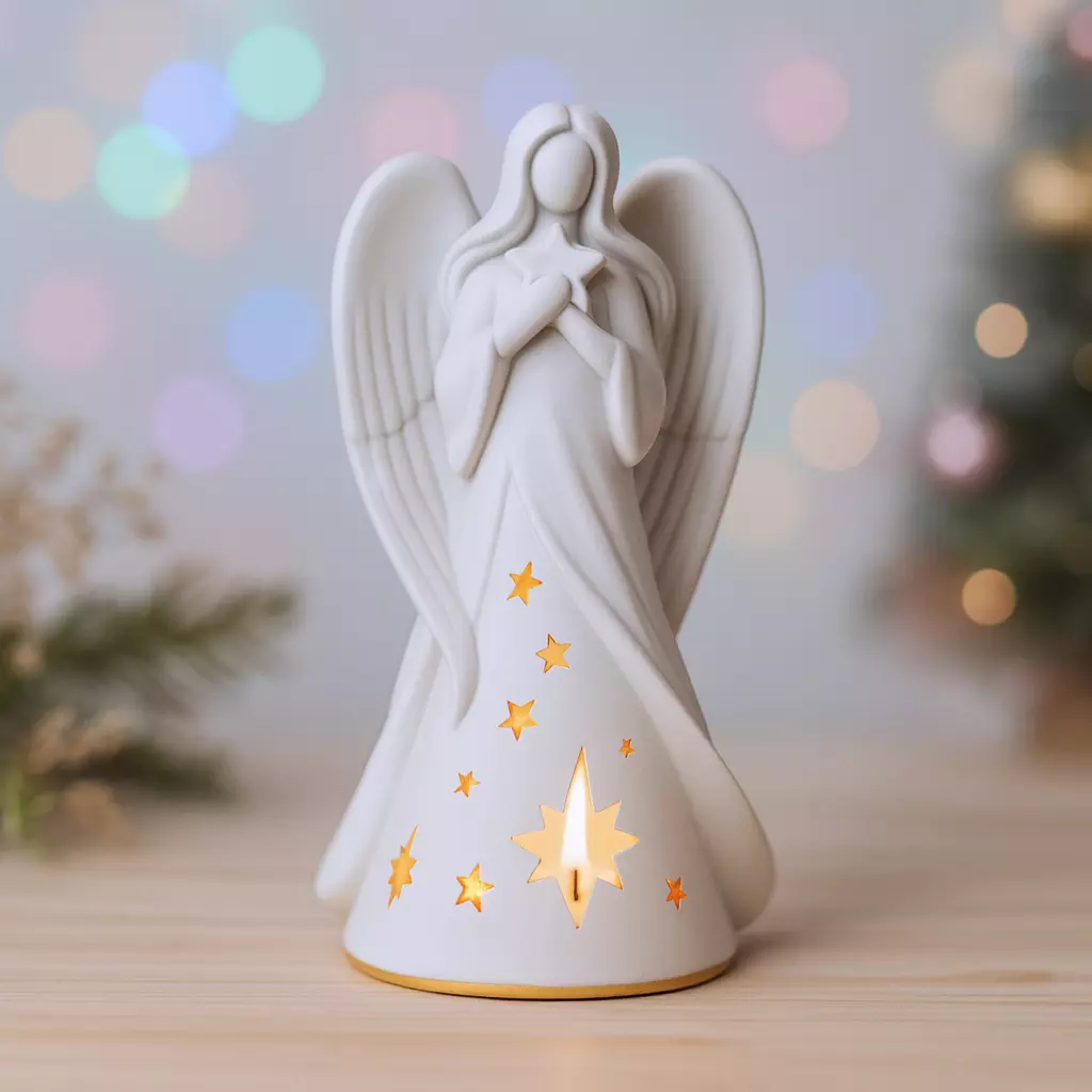 Angel Candle Holder Christmas Guardian Angel Figurine 3D print model_6