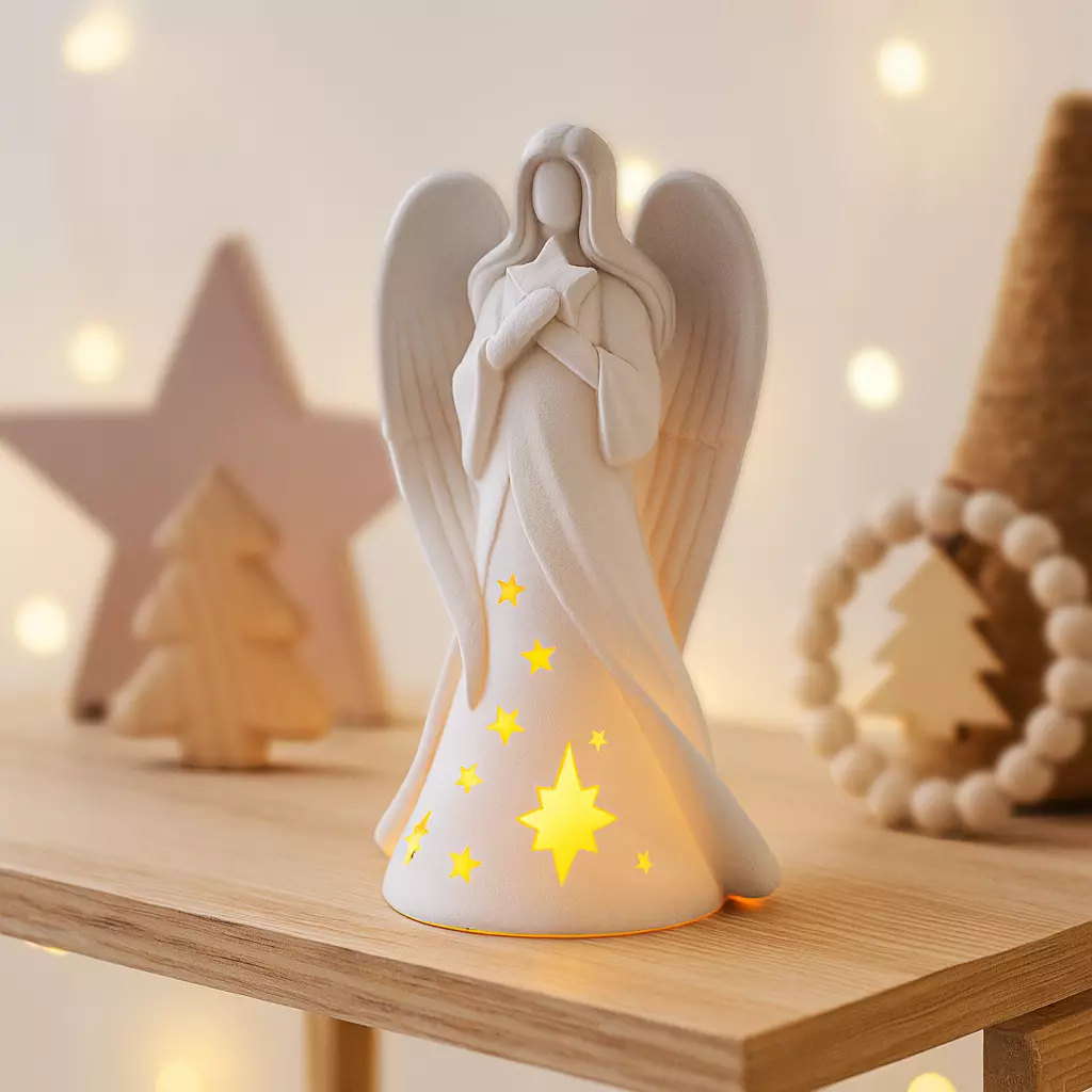 Angel Candle Holder Christmas Guardian Angel Figurine 3D print model_3