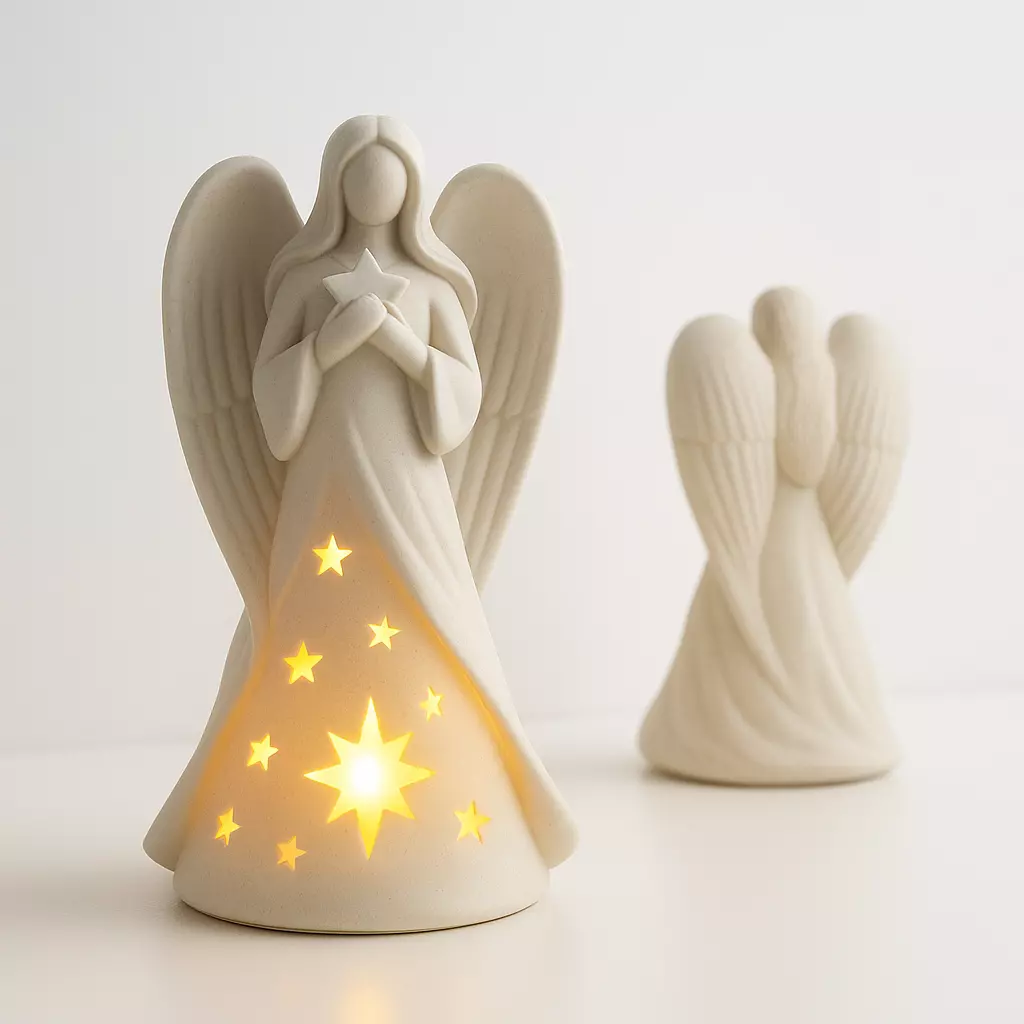 Angel Candle Holder Christmas Guardian Angel Figurine 3D print model_2