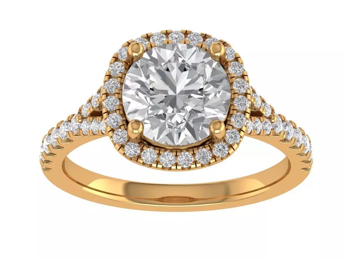 Round Engagement Ring 3D print model_3