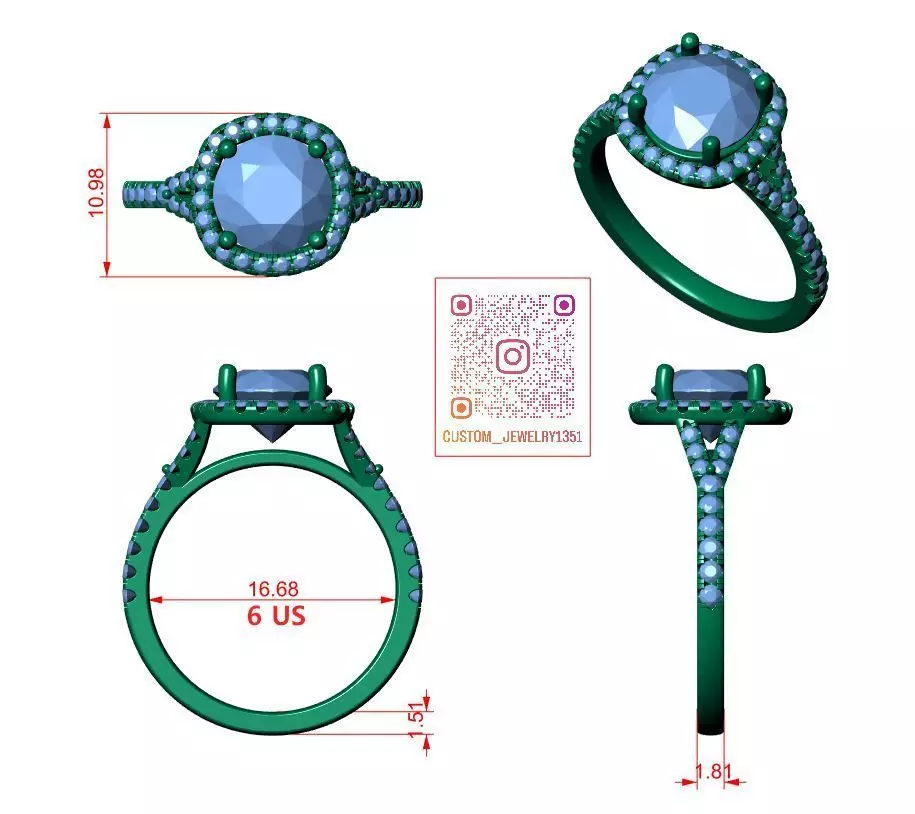 Round Engagement Ring 3D print model_6