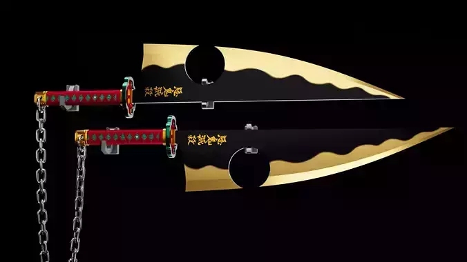 Uzui Tengen swords cleavers Demon Slayer Katana Nichirin Blades