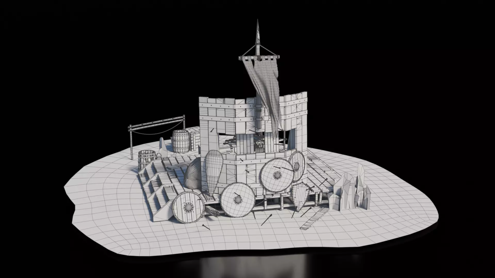 Ballista Medieval 3D model_3