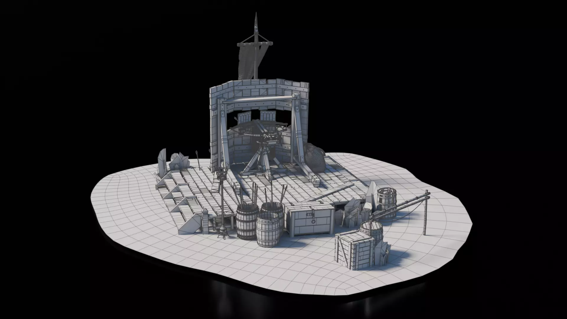 Ballista Medieval 3D model_4