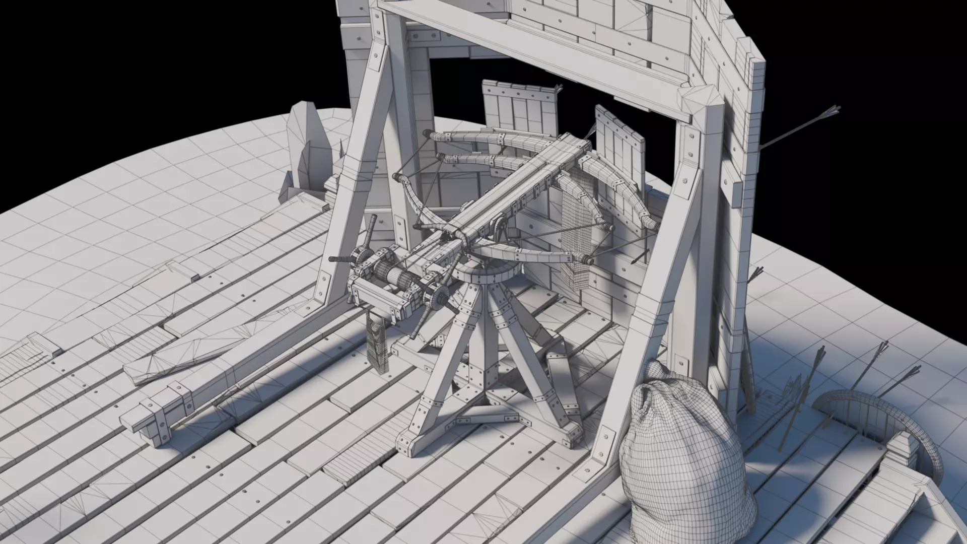 Ballista Medieval 3D model_5